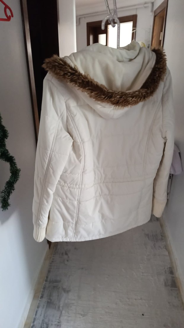 Beyaz Kadın Keten Midi Ceket - Görsel 4