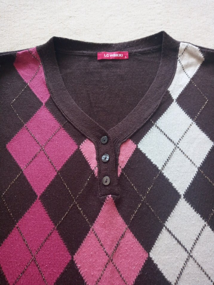 Kahverengi Uzun Kollu Triko Kazak - Görsel 2