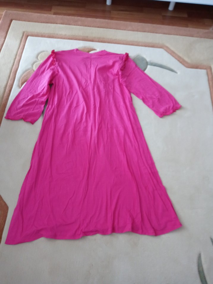 Pembe Kadın Kısa Kollu Uzun Gecelik - Görsel 5