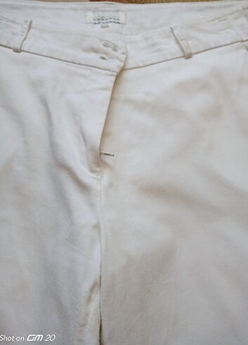 40 Beden Beyaz kapri keten pantolon 