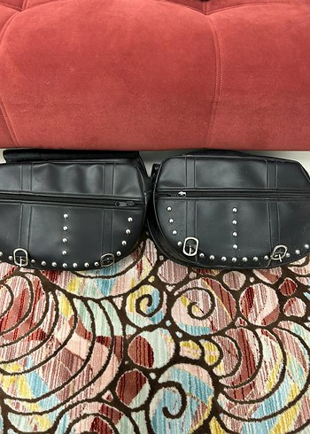 Tokalı Siyah Deri Motosiklet çantası - Görsel 3