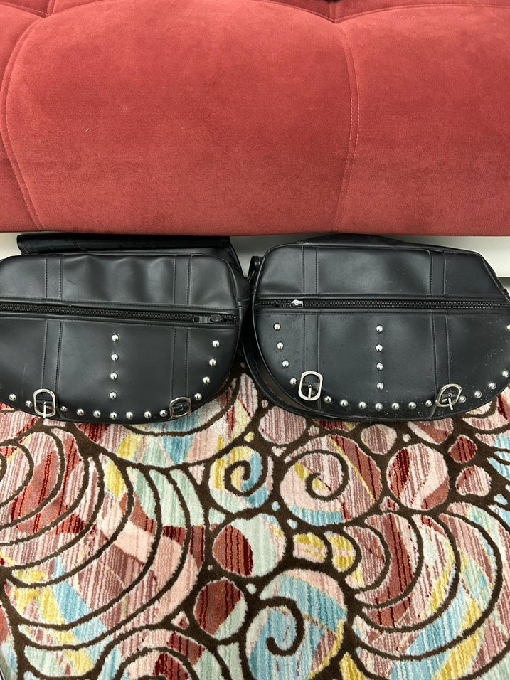 Tokalı Siyah Deri Motosiklet çantası - Görsel 3