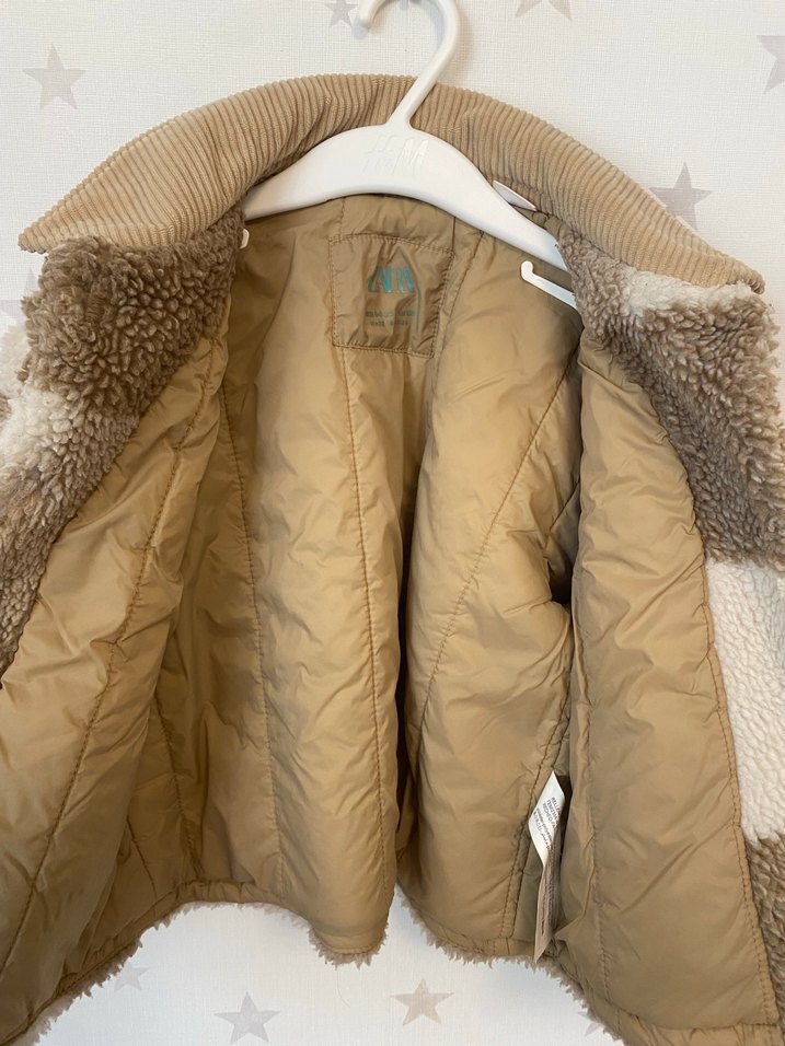 ZARA Kahverengi Ekose Erkek Çocuk Kürklü Ceket - Görsel 4