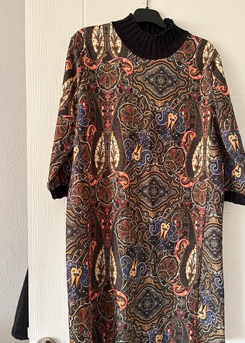 Bohem Tarz Çok Renkli Uzun Desenli Kadın Elbise - Görsel 5