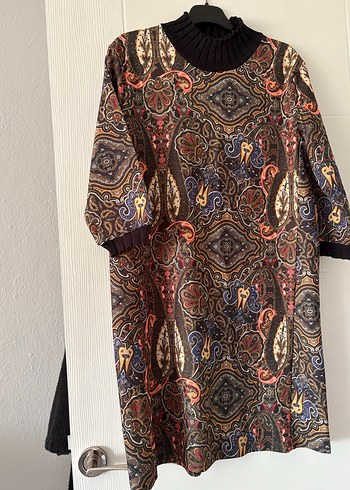 Bohem Tarz Çok Renkli Uzun Desenli Kadın Elbise - Görsel 3