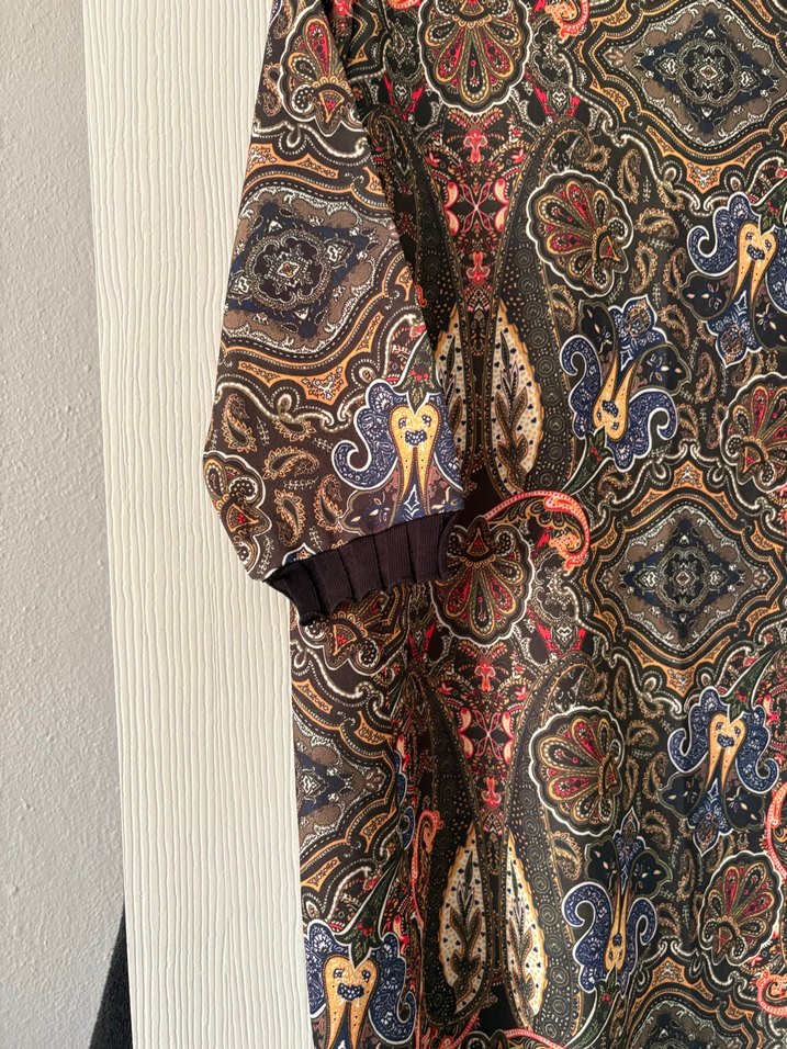 Bohem Tarz Çok Renkli Uzun Desenli Kadın Elbise - Görsel 2