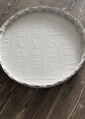 Bohem Beyaz hasır Tepsi - Görsel 2