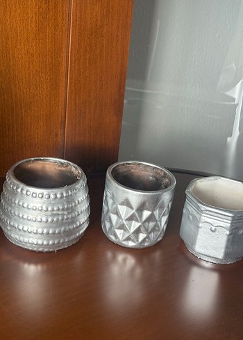 Bohem gümüş Seramik saksı - Görsel 3