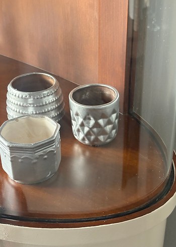 Bohem gümüş Seramik saksı - Görsel 2