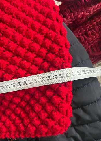 Kırmızı Dokulu el örgüsü Sıcak geniş şal - Görsel 9