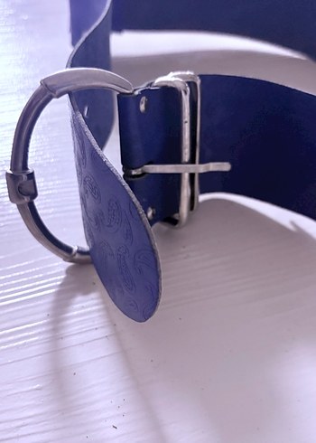 Mavi Deri Kadın Kemer Tokalı - Görsel 2