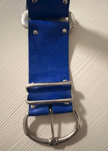 Mavi Deri Kadın Kemer Tokalı - Görsel 3