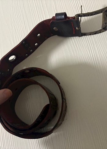 Kırmızı Deri Tokalı Kadın Kemer - Görsel 5