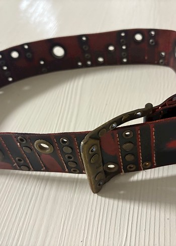 Kırmızı Deri Tokalı Kadın Kemer - Görsel 6