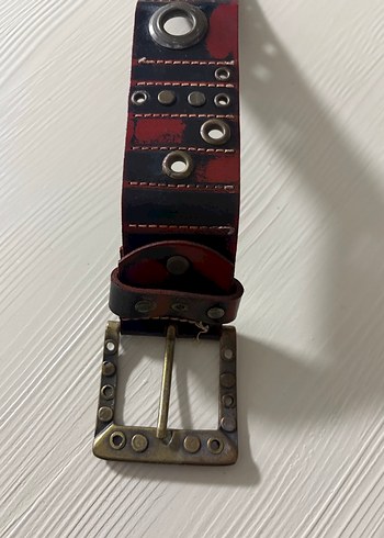 Kırmızı Deri Tokalı Kadın Kemer - Görsel 9