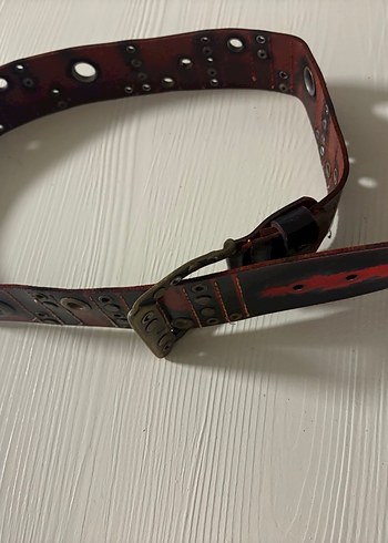 Kırmızı Deri Tokalı Kadın Kemer - Görsel 3