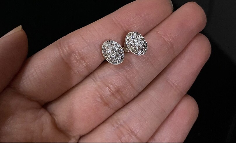 swarovski Işıltılı oval küpe
