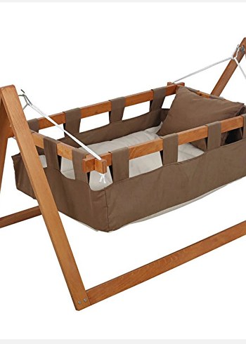 Ahşap Çerçeveli Kahverengi Bebek Beşiği - Görsel 5