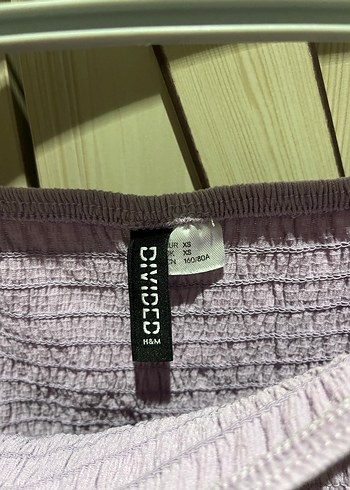 H&M Gri Keten Uzun Kollu Piliseli Bluz
