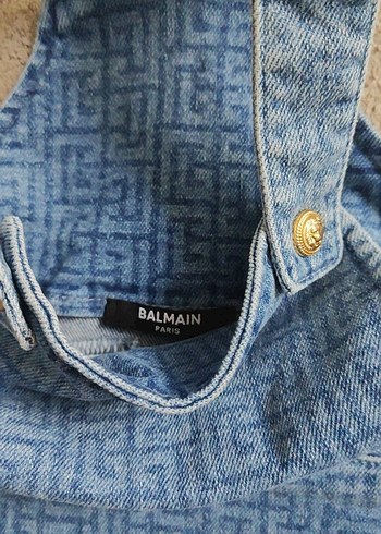 Nakışlı Düğmeli Kız Kot Tulum - Görsel 2