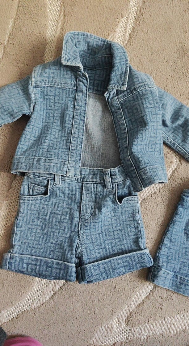 Nakışlı Düğmeli Kız Kot Tulum - Görsel 4