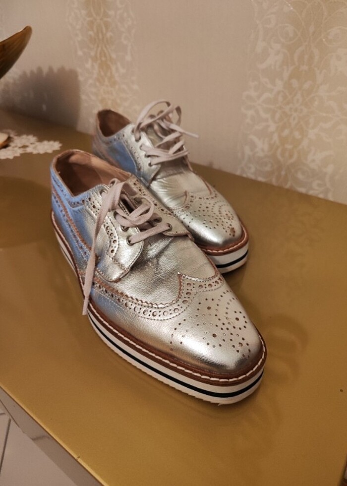 Mudo Oxford gümüş gri ayakkabi - Görsel 4