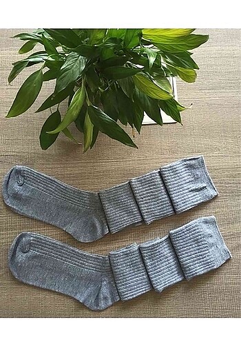 Diğer ÖRGÜ DİZ ÜSTÜ ÇORAP GRİ