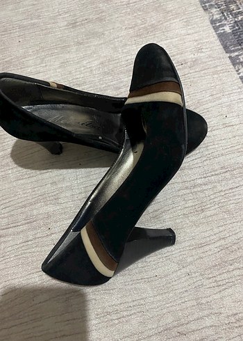 Klasik Siyah Zebra Desenli Stiletto Topuklu