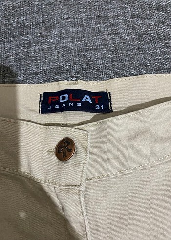 Düğmeli Bej Mini Kot Şort - Görsel 4