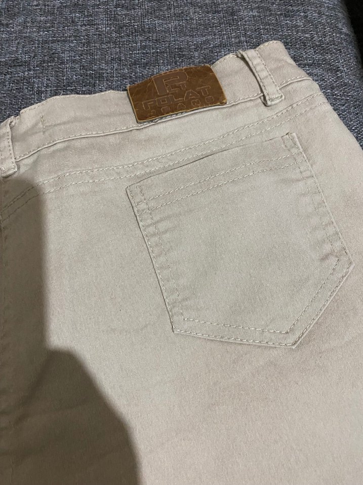 Düğmeli Bej Mini Kot Şort - Görsel 5