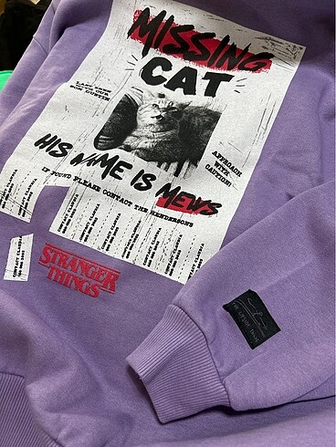 m Beden mor Renk Pull and bear - stranger things netflix özel üretim kapüşonlu kı
