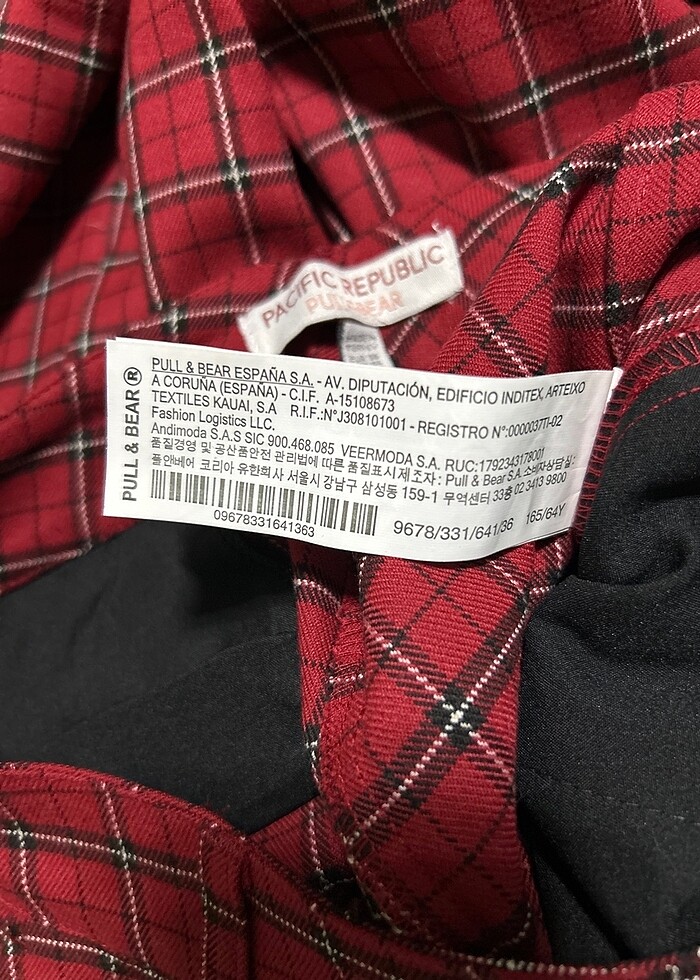 Pull and bear - pacific republic kırmızı ekose pantalon kışlık - Görsel 4