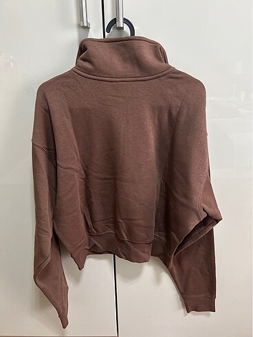 H&M - crop kışlık kahverengi sweatshirt - Görsel 3