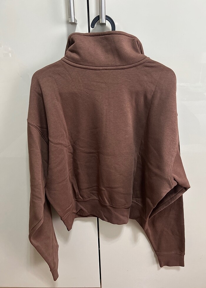 H&M - crop kışlık kahverengi sweatshirt - Görsel 3