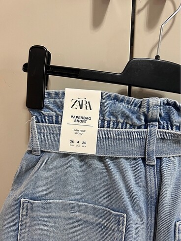 Zara kot şort, paperbag short, yüksek bel - Görsel 5