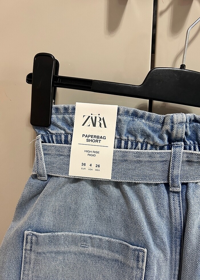 Zara kot şort, paperbag short, yüksek bel - Görsel 5