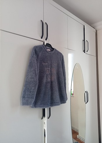 Gri Uzun Kollu  pijama üstü - Görsel 2