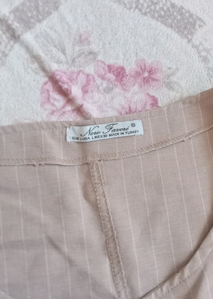 Çizgili örme krep yelekli takım - Görsel 5