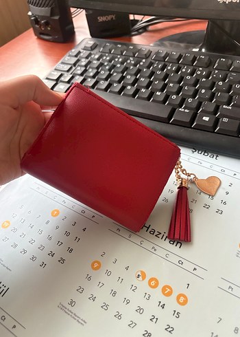 Püsküllü Kırmızı Deri Kadın Cüzdan - Görsel 5