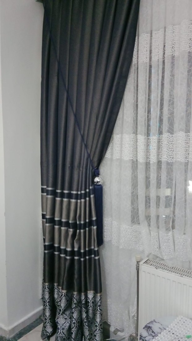 Gri Desenli Geleneksel fon perde sıfırdır  pazarlık payı vardır - Görsel 3