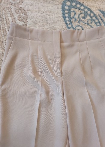 Chima Bej Kadın Kumaş Pantolon Düğmeli, Uzun