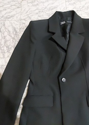 Zara Zara Düğmeli Siyah Kadın Blazer Ceket