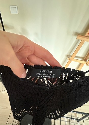 Bershka Nakışlı Siyah Mini Bohem Büstiyer