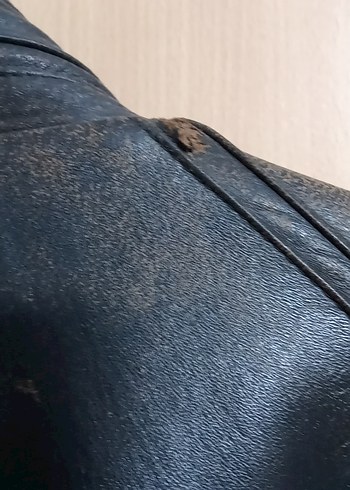 Siyah Deri Biker Ceket, Bol Kesim, Tokalı - Görsel 2