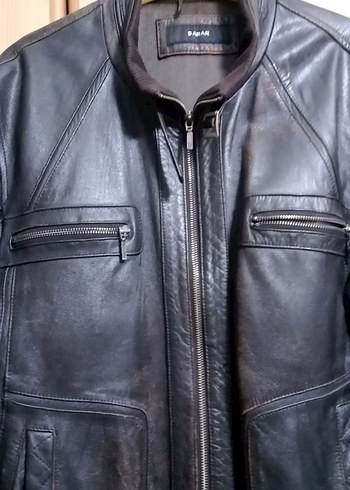 Siyah Deri Biker Ceket, Bol Kesim, Tokalı - Görsel 3