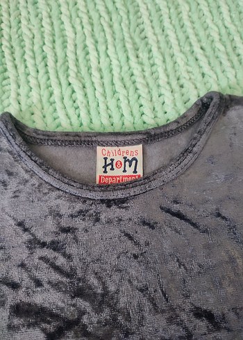 Kızlar için Gri Uzun Kollu Kadife üst - Görsel 3