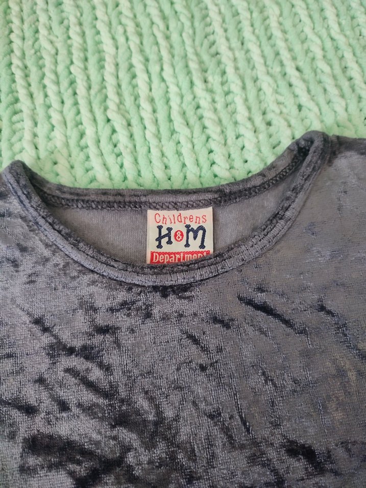 Kızlar için Gri Uzun Kollu Kadife üst - Görsel 3