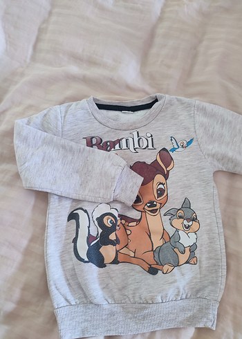 Kız Çocuk Gri Bambi Baskılı Sweatshirt - Görsel 2