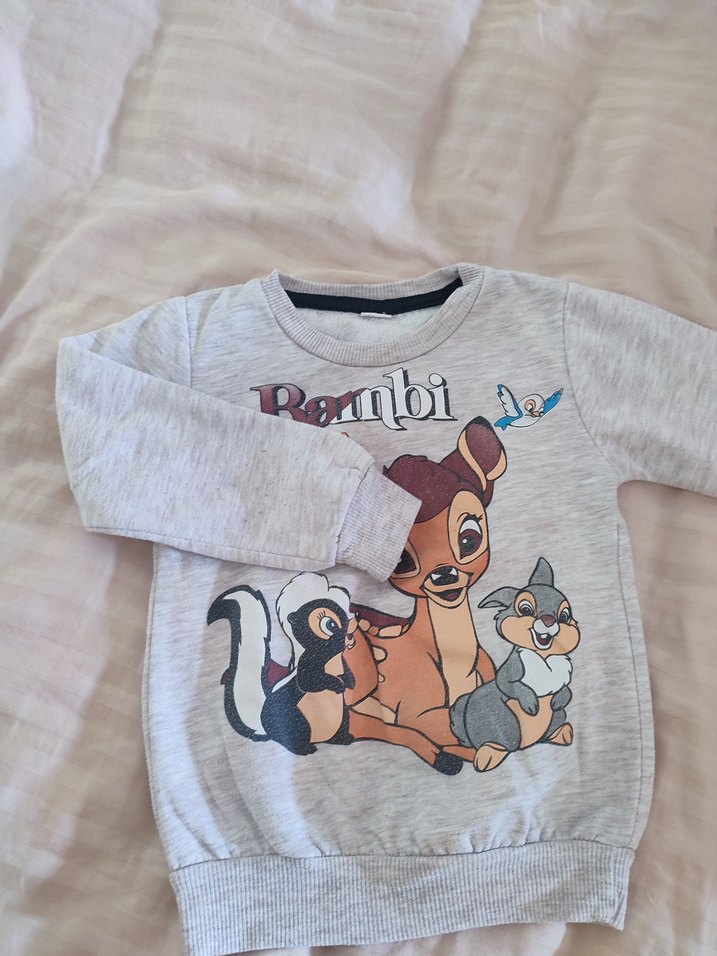 Kız Çocuk Gri Bambi Baskılı Sweatshirt - Görsel 2