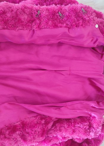 Pembe çocuk  Kürklu Mont - Görsel 3